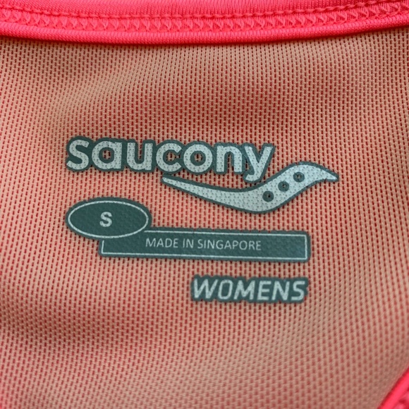 Saucony Pink Green Athletic Sports Bra Tank Top Size Small - Picture 2 of 4